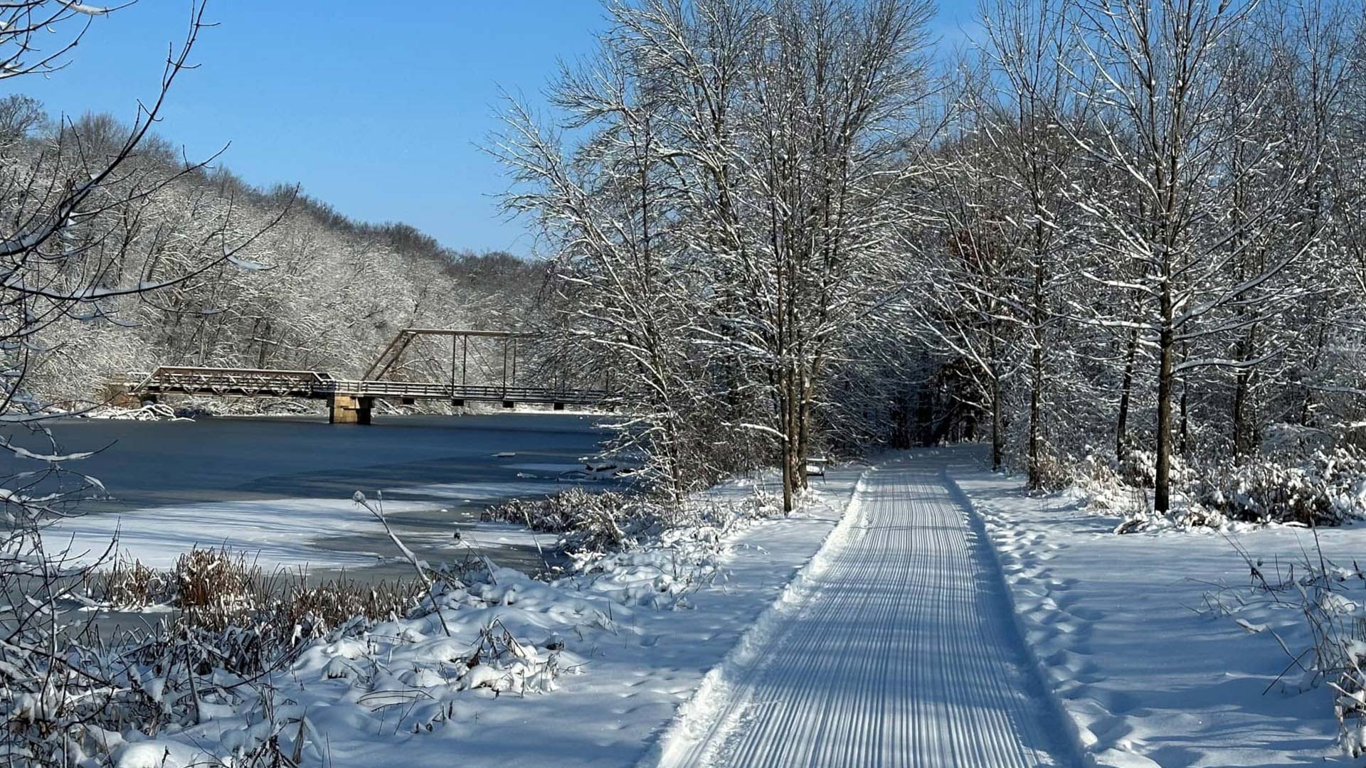 Crawfish River at Astico Park in winter Columbus Wisconsin