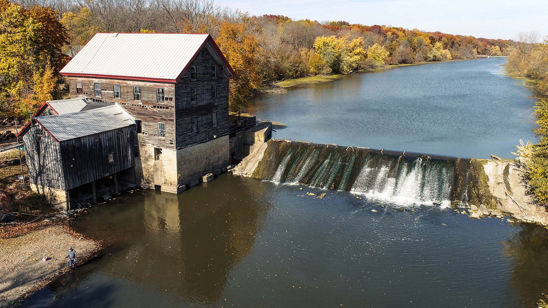 Historic mill and dam on the Crawfish River near Columbus WI