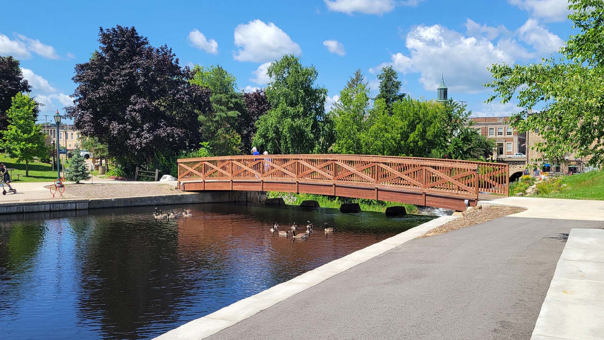 Footbridge over Rubicon River in Hartford WI