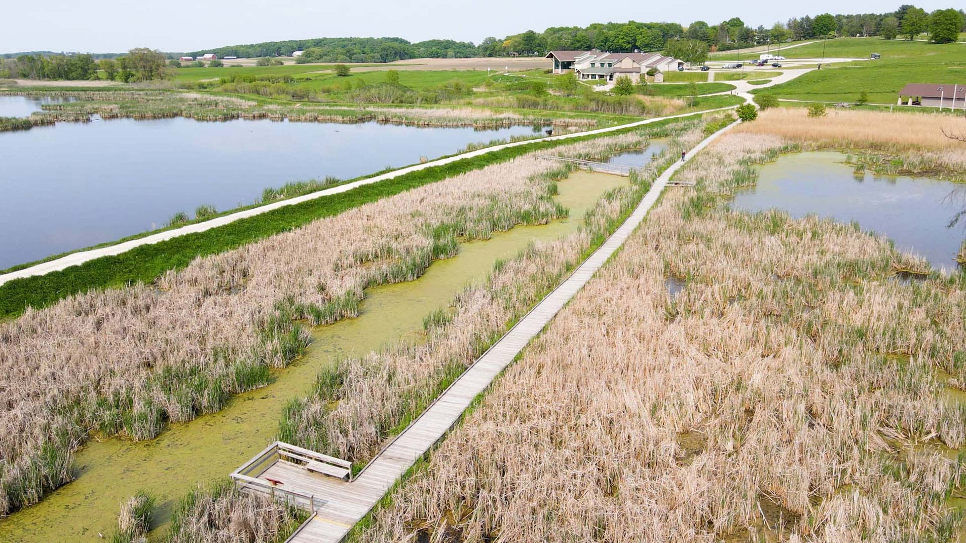 Aerial view of boardwalk at Horicon Marsh State Wildlife Area Horicon WI