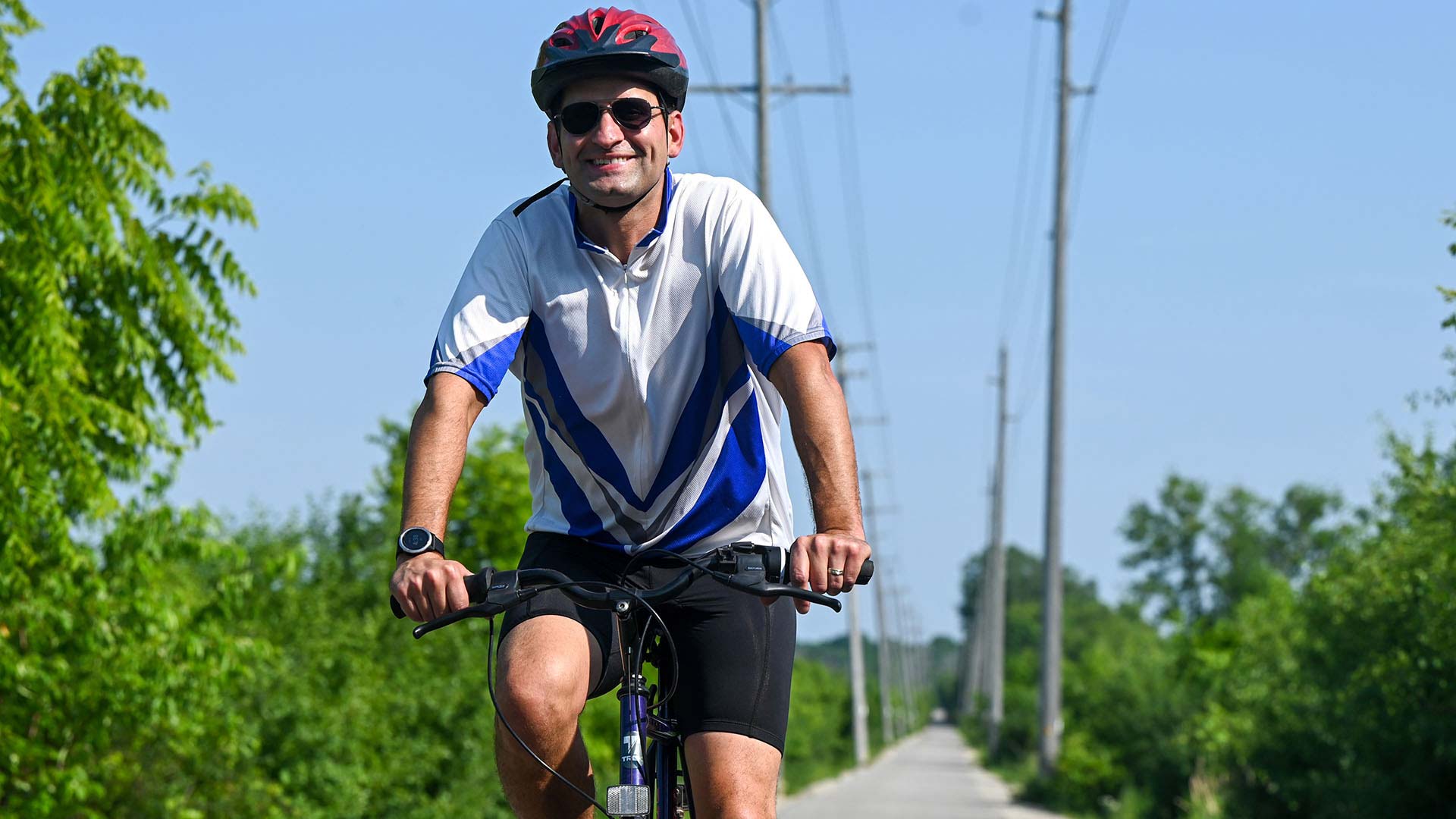 Bicyclist on Interurban Trail in Watertown Wisconsin