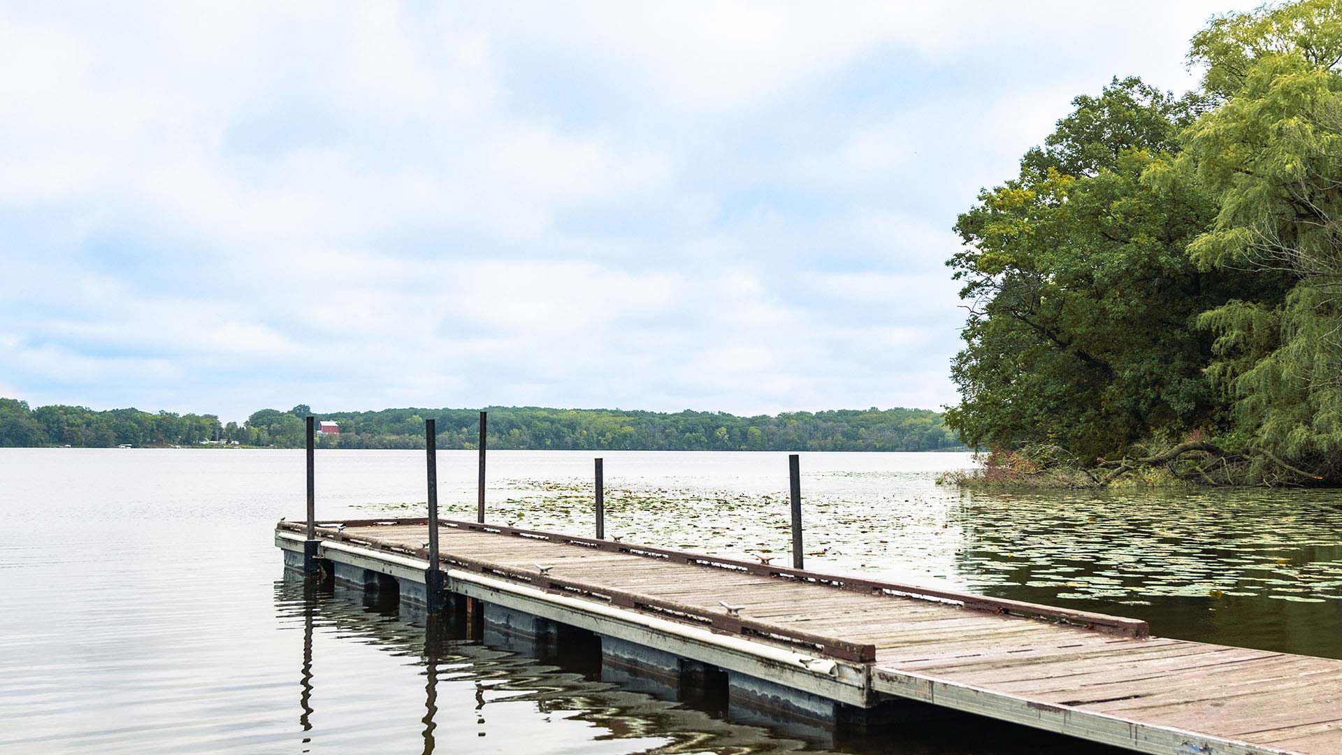 Pier in water on Lake Emily in Dodge County WI