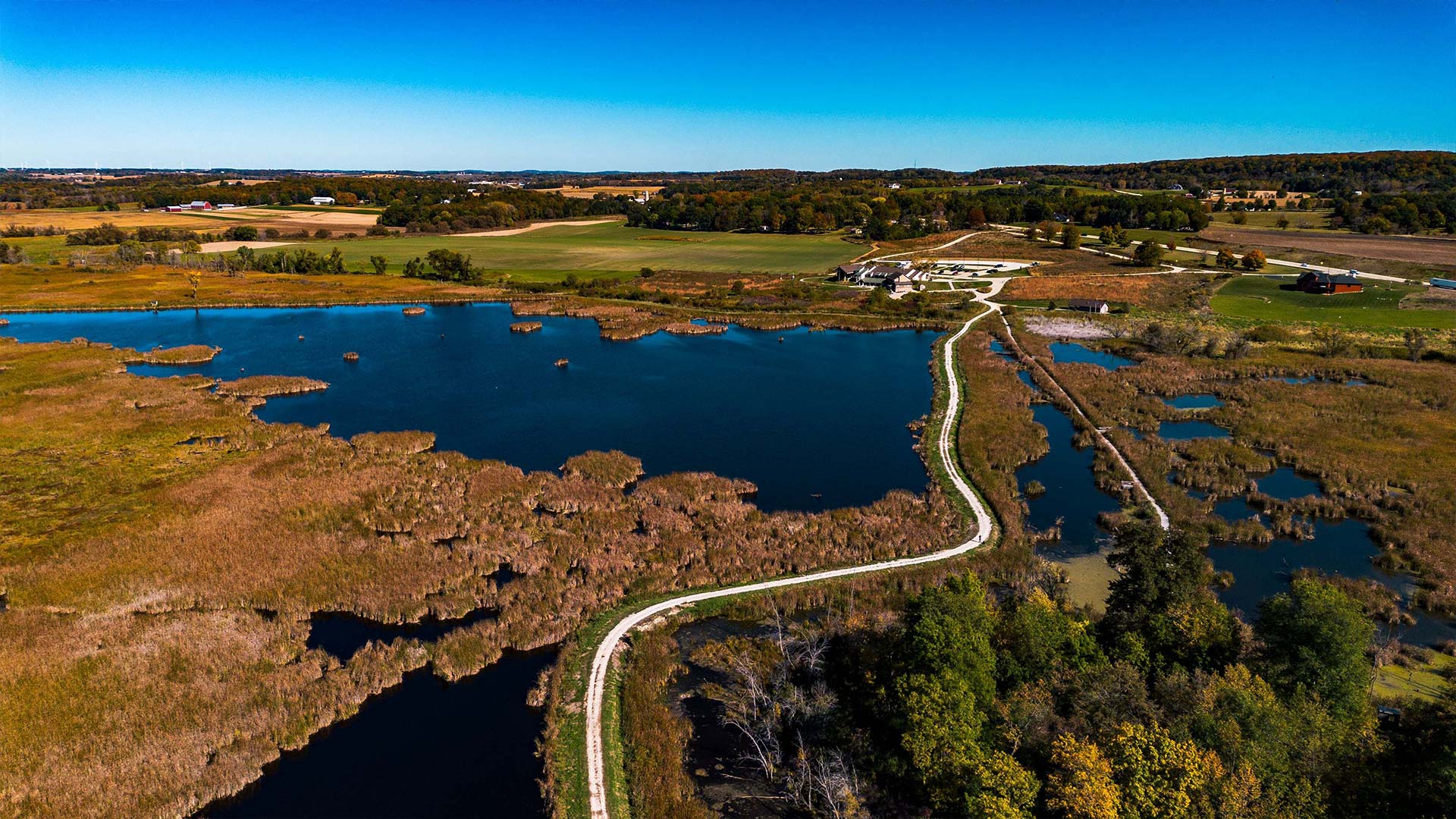 Aerial view of the Horicon Marsh and Education Center