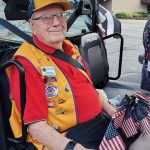 Man in parade at Venetian Night Hustisford WI