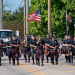 Bagpipers marching at Audubon Days Mayville Wisconsin