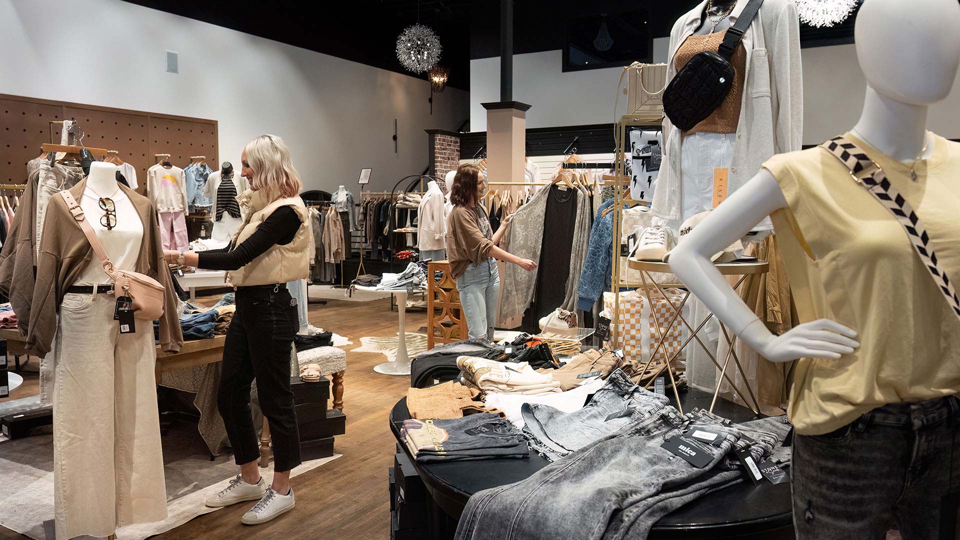 Shoppers at store in downtown Waupun