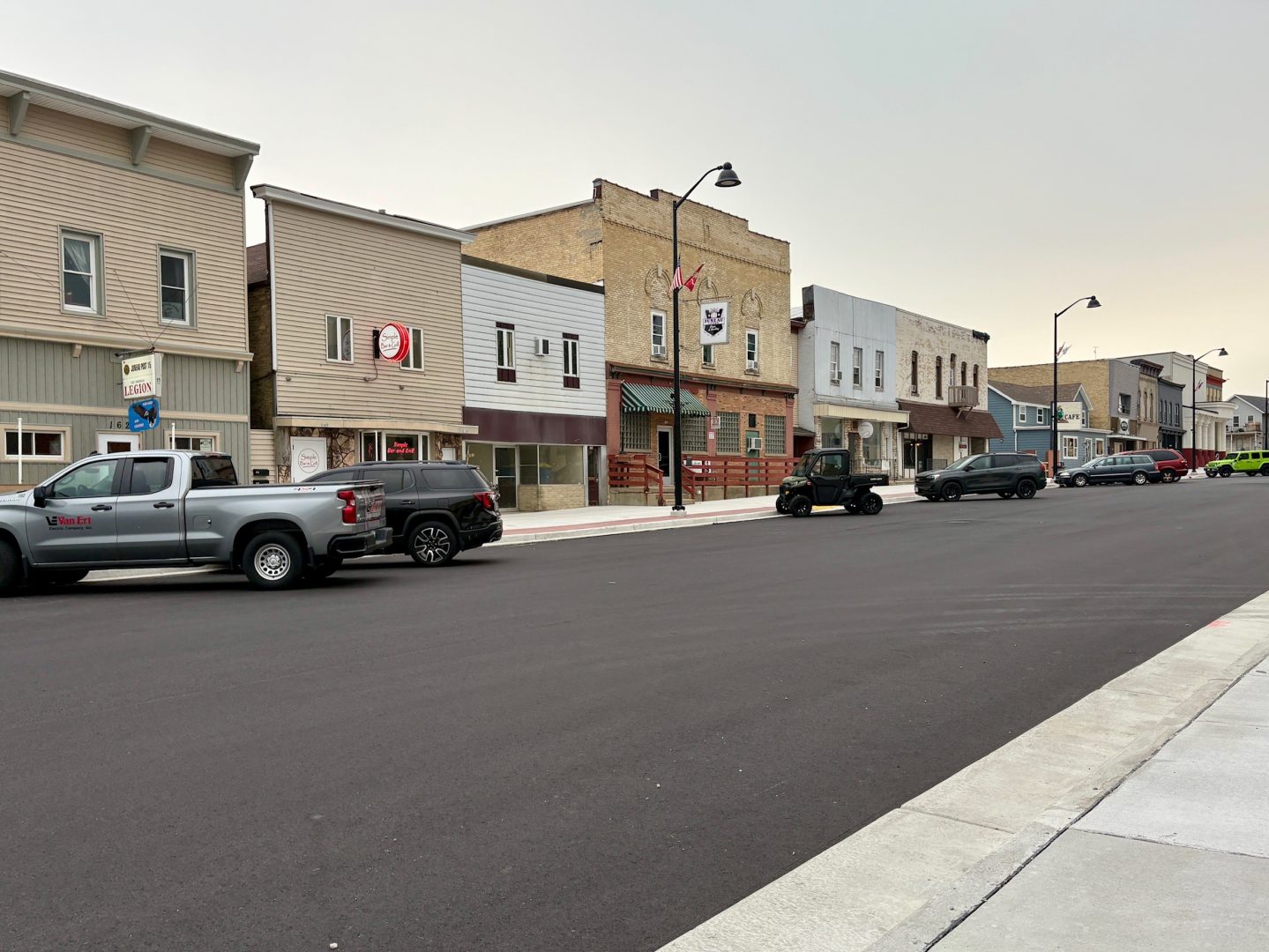 Looking down the road in Downtown Juneau