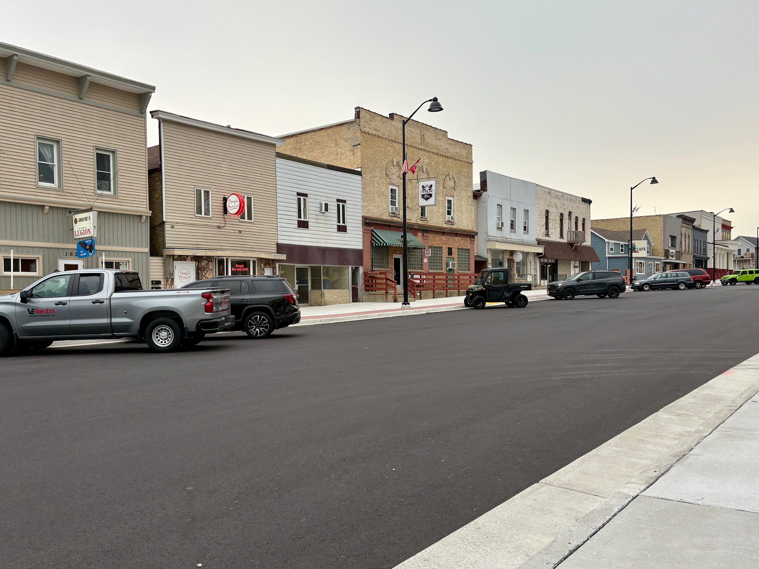 Looking down the road in Downtown Juneau