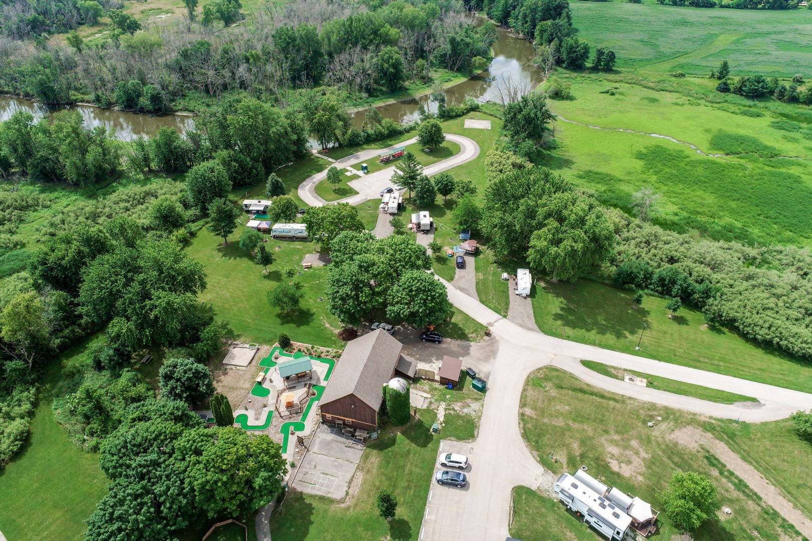Drone photo of Harnischfeger Park campground