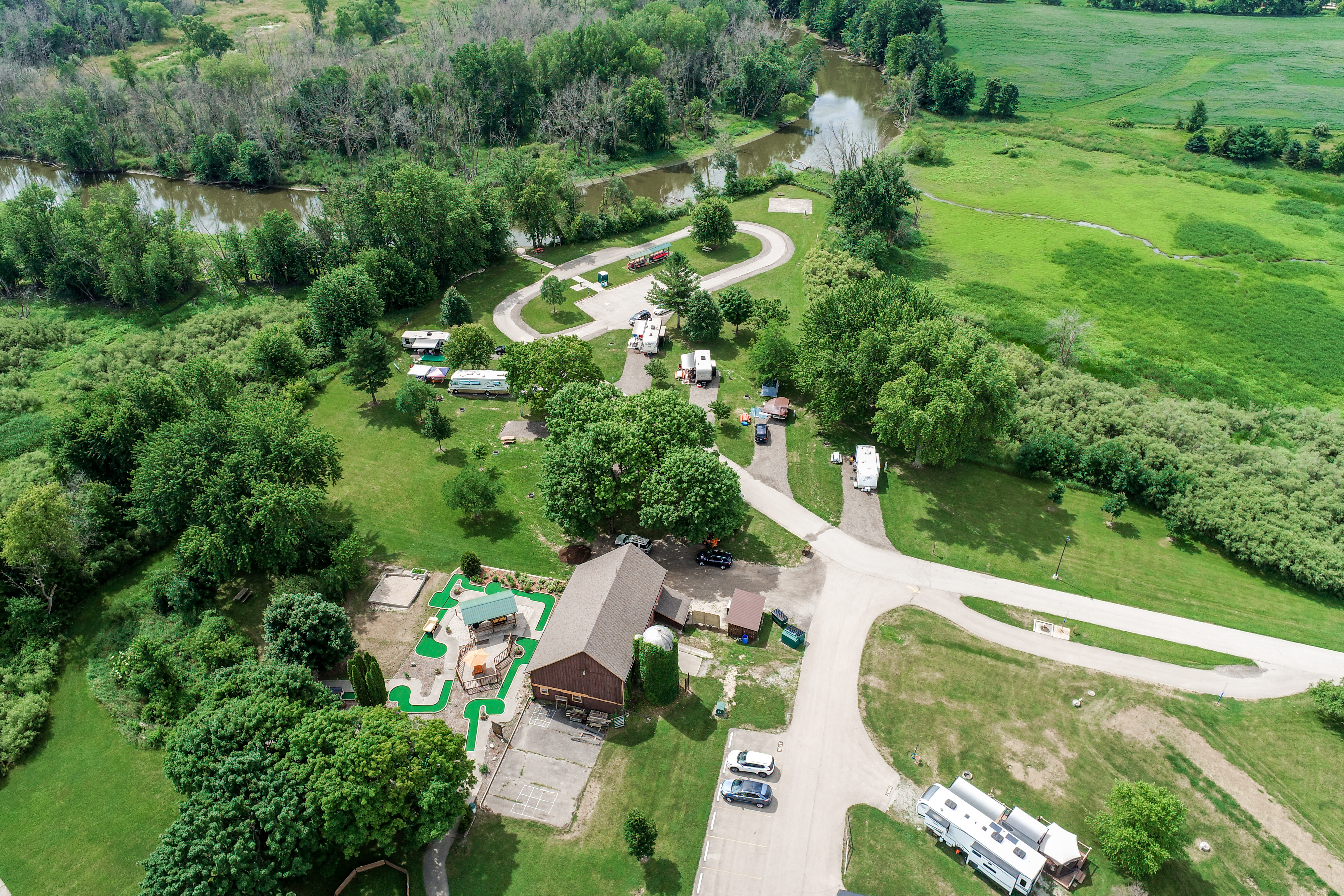 Drone photo of Harnischfeger Park campground